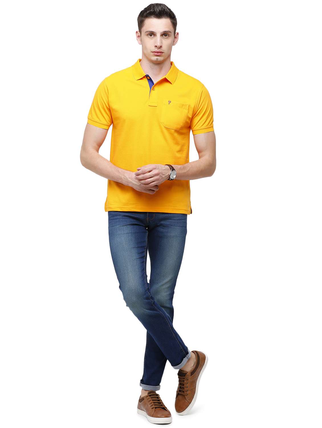 yellow solid polo t-shirt - 17420180 -  Standard Image - 3