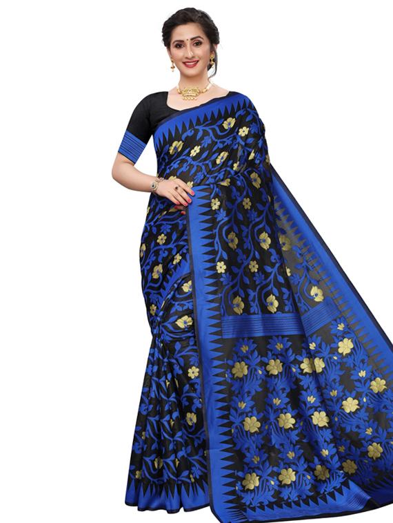 floral jamdani saree with blouse - 17421598 -  Zoom Image - 0
