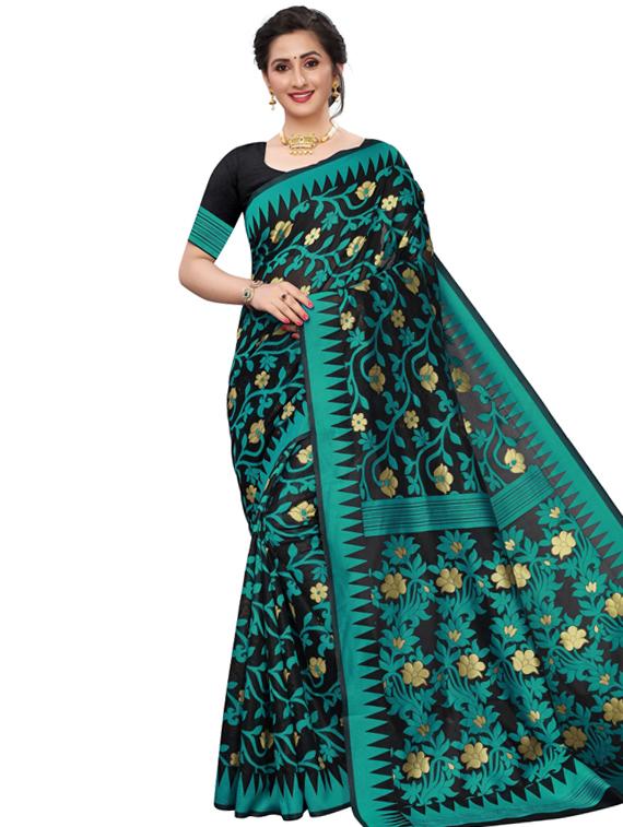 floral jamdani saree with blouse - 17421599 -  Zoom Image - 0