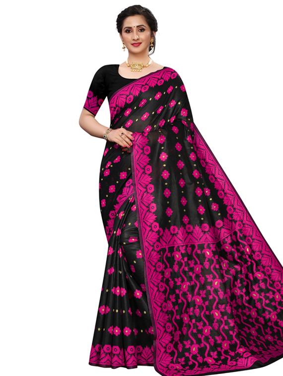 floral jamdani saree with blouse - 17421600 -  Zoom Image - 0