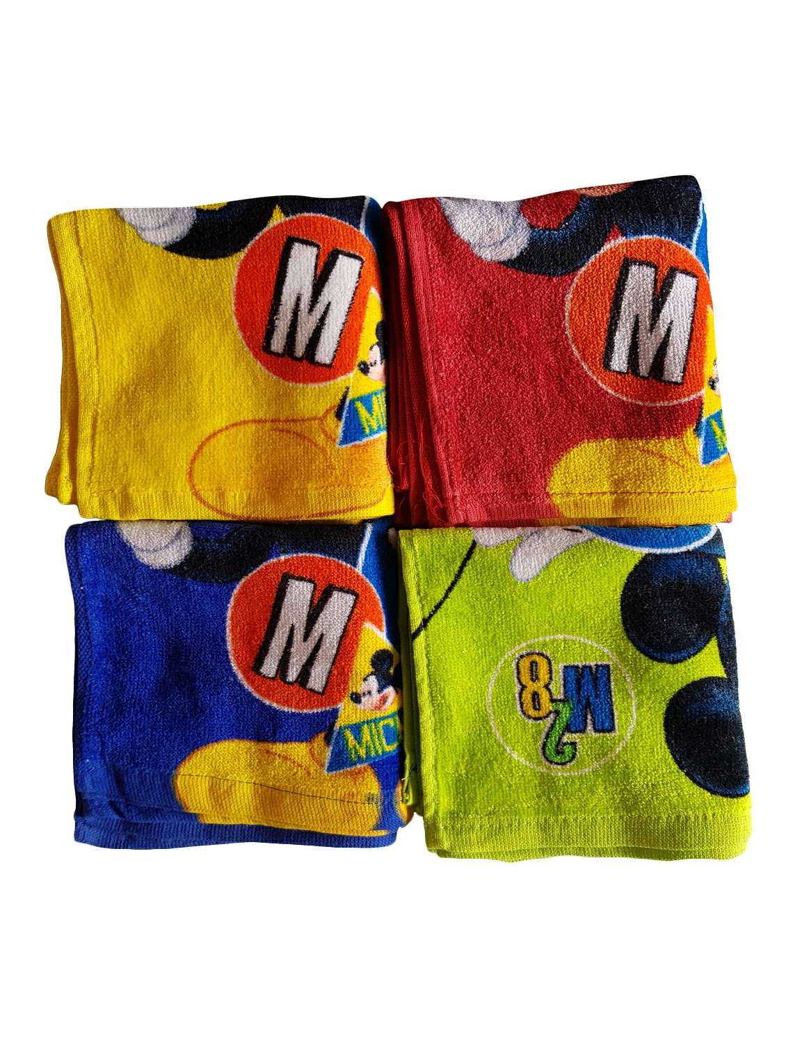 mickey printed cotton face towels for kids (pack of 12)