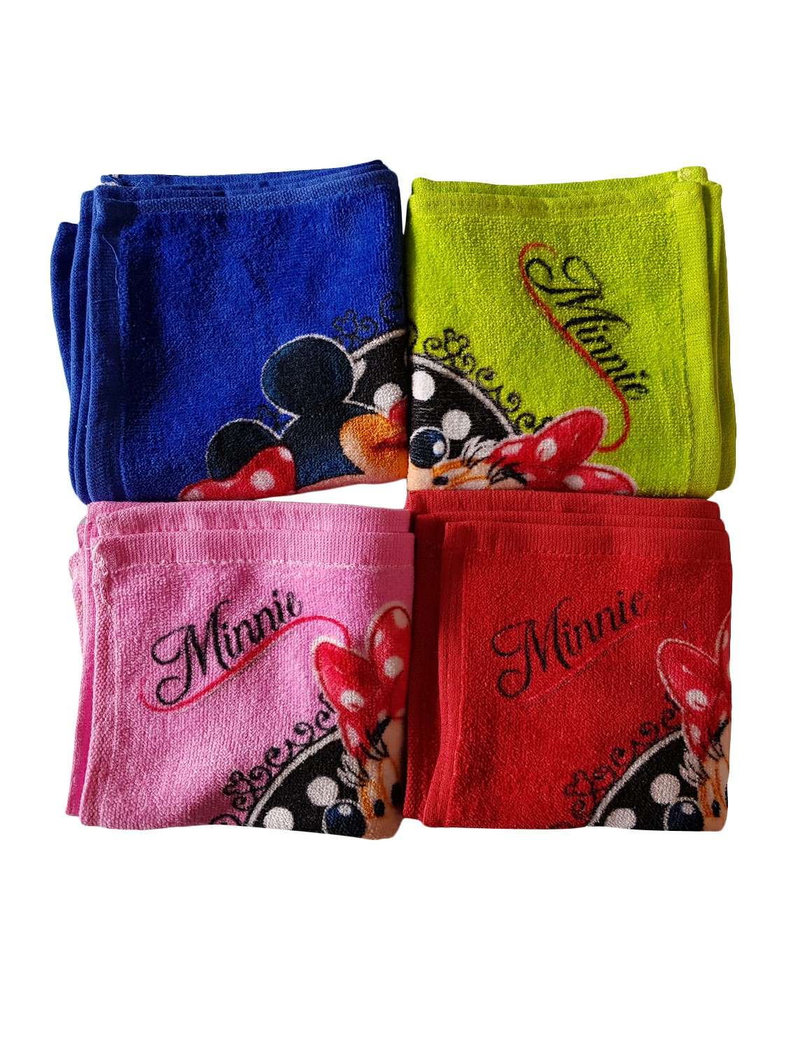 minnie printed cotton face towels for kids (pack of 12)