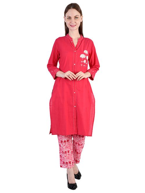 embroidered kurta palazzo set - 17422403 -  Standard Image - 0