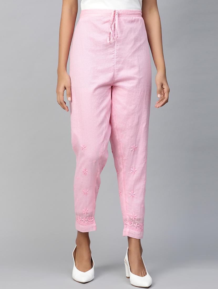embroidered hem straight tapered pant - 17423613 - Zoom Image - 0