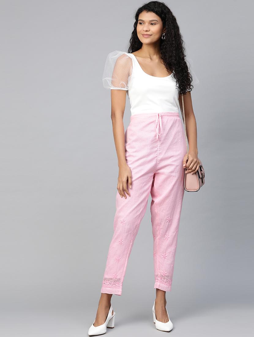 embroidered hem straight tapered pant - 17423613 - Standard Image - 3