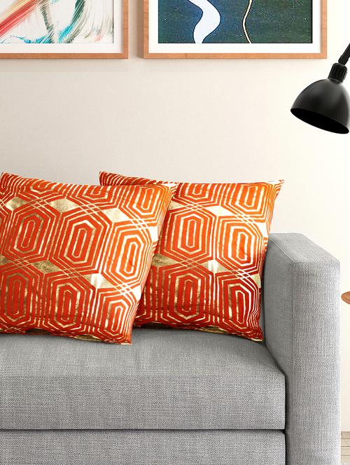 foil printed velvet cushion cover (set of 2) - 17423944 - Standard Image - 0