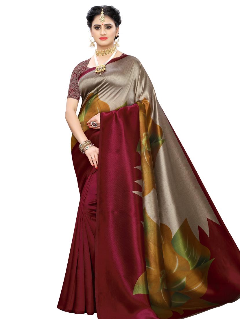floral printed saree with blouse - 17424413 -  Zoom Image - 0