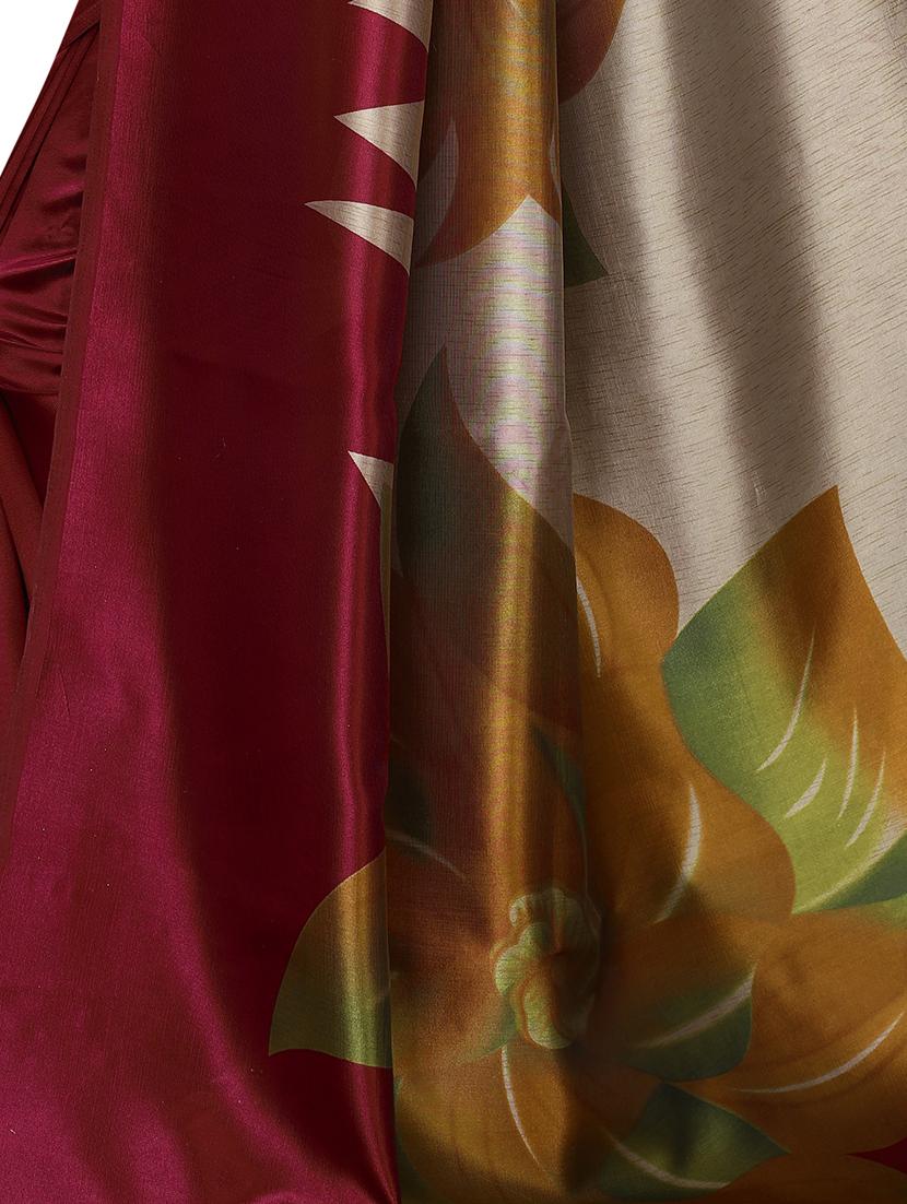 floral printed saree with blouse - 17424413 - Standard Image - 3