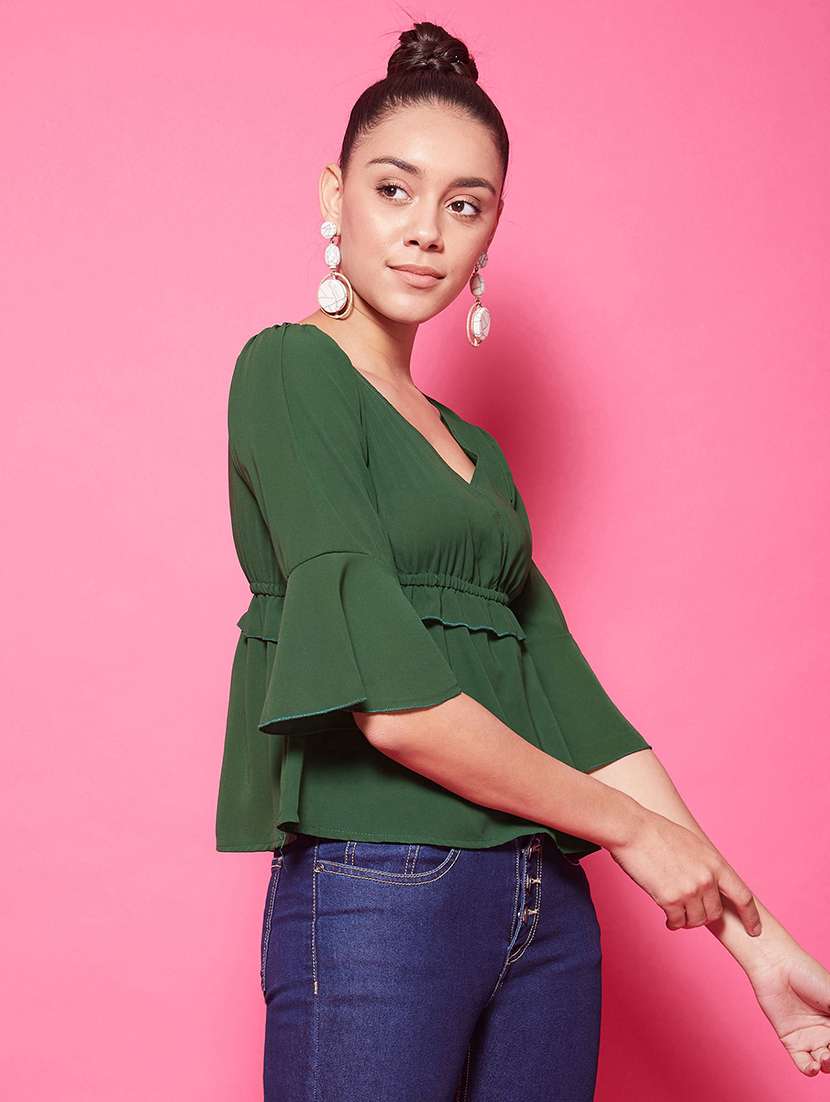 Women's Peplum V Neck Top