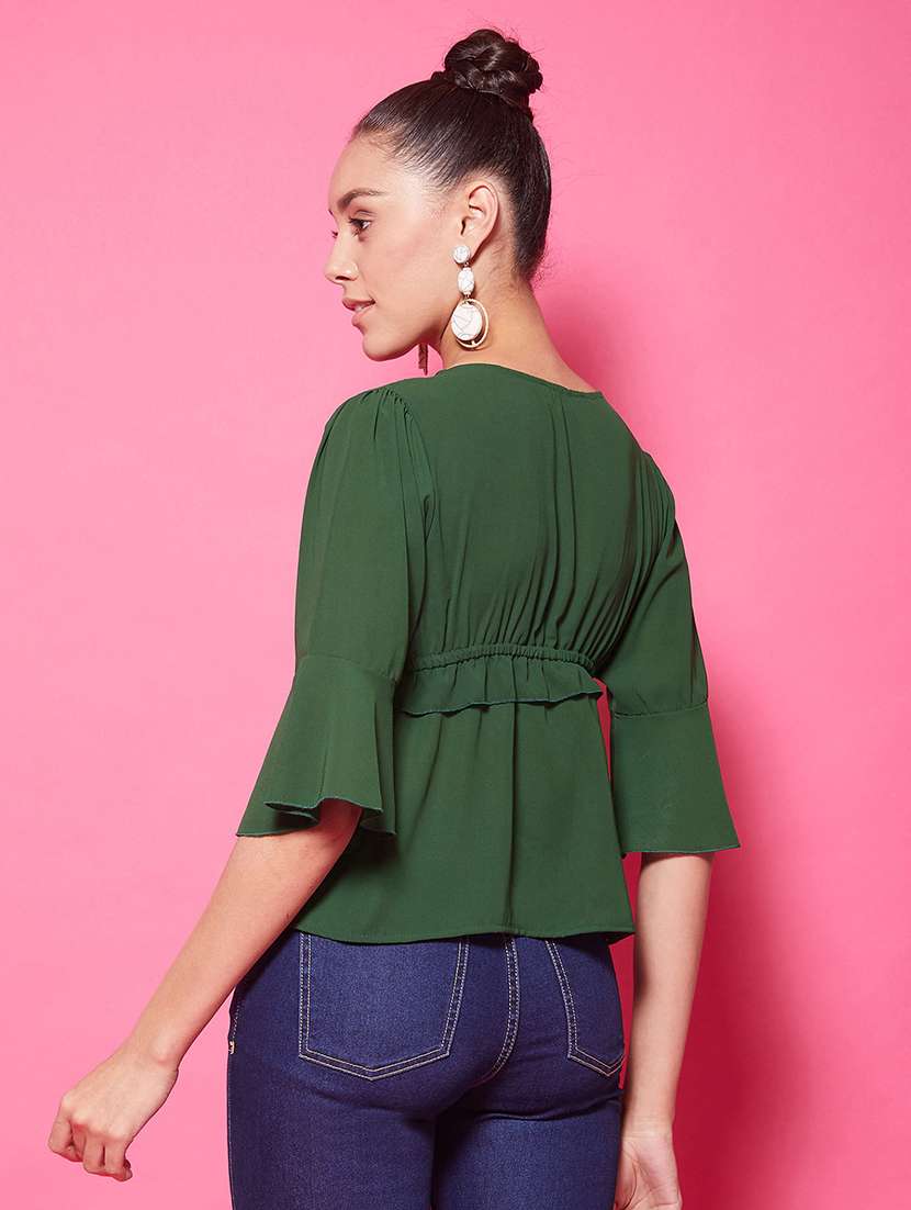 Women's Peplum V Neck Top