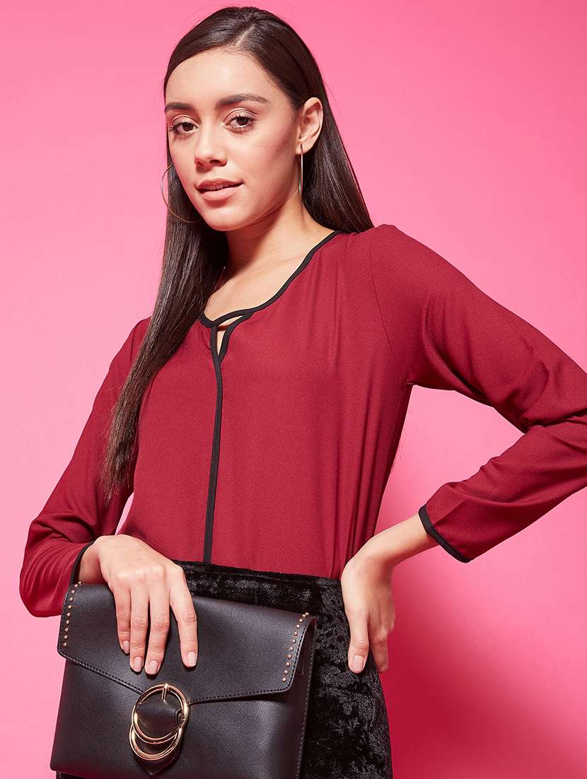 women's plain maroon top - 17424515 - Zoom Image - 0