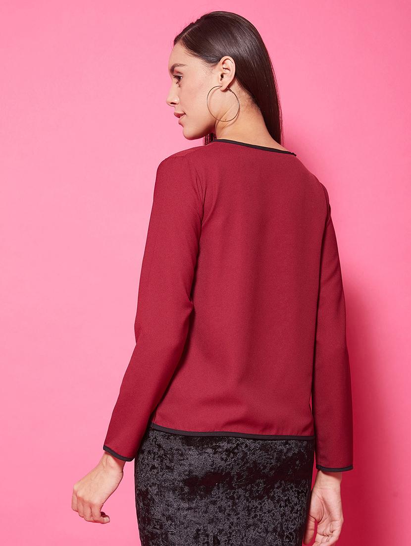 women's plain maroon top - 17424515 - Standard Image - 3