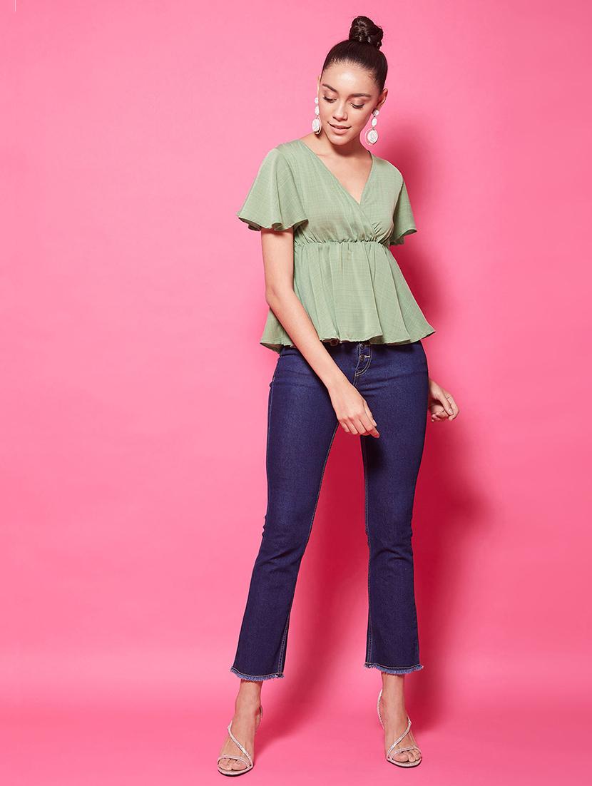 flutter sleeves peplum top - 17424527 - Standard Image - 3