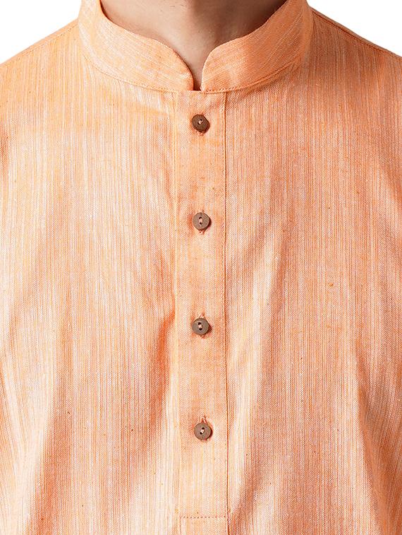 light orange cotton kurta pyjama ethnic wear set - 17424574 - Standard Image - 3