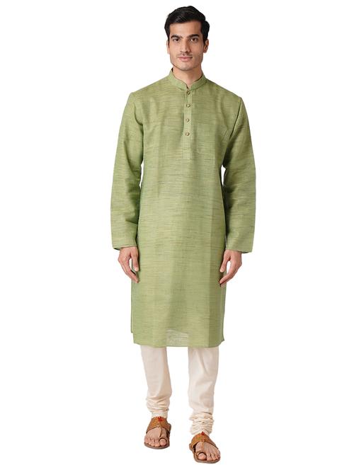green cotton kurta pyjama ethnic wear set - 17424581 -  Standard Image - 0