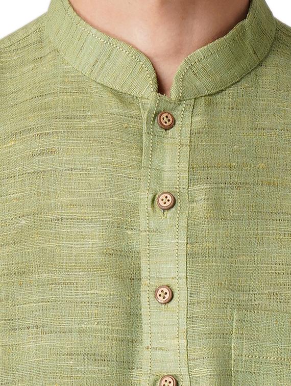 green cotton kurta pyjama ethnic wear set - 17424581 - Standard Image - 3