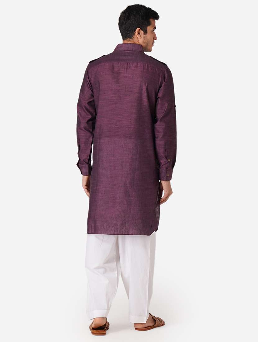 purple cotton kurta pyjama ethnic wear set - 17424583 -  Standard Image - 3