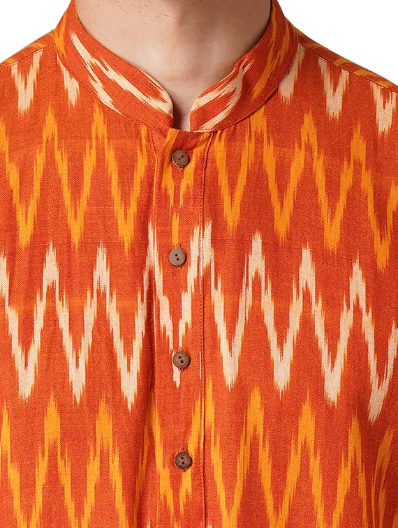 orange cotton kurta pyjama ethnic wear set - 17424585 - Standard Image - 3