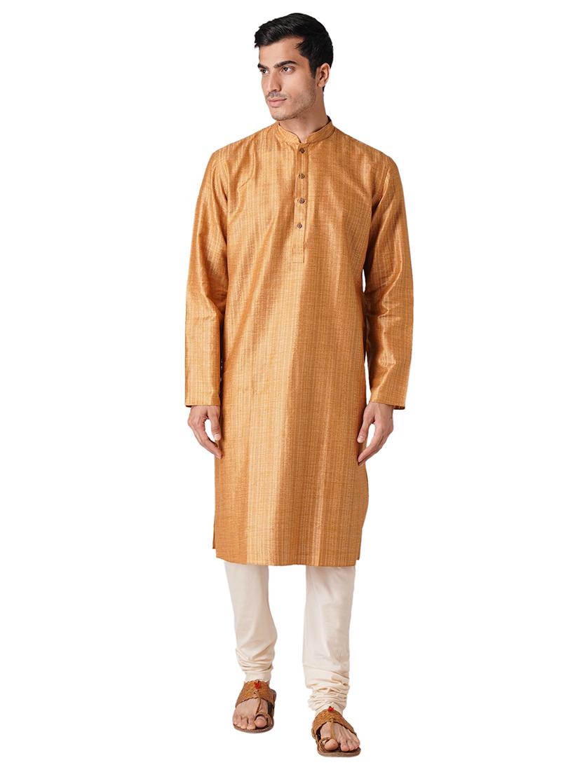 mustard cotton kurta pyjama ethnic wear set