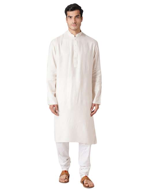 offwhite cotton kurta pyjama ethnic wear set - 17424588 -  Standard Image - 0