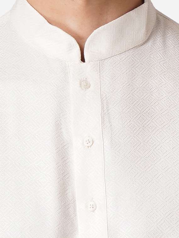 offwhite cotton kurta pyjama ethnic wear set - 17424588 -  Standard Image - 3