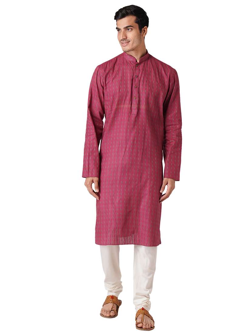 maroon cotton kurta pyjama ethnic wear set
