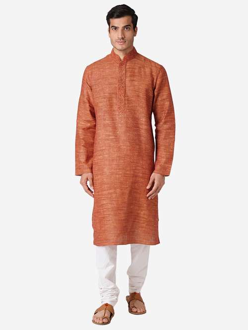 rust cotton kurta pyjama ethnic wear set - 17424603 -  Standard Image - 0