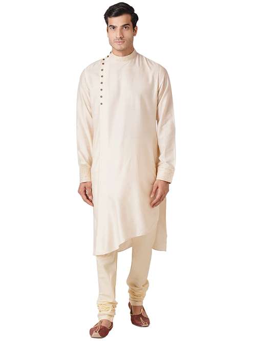 cream cotton kurta pyjama ethnic wear set - 17424604 -  Standard Image - 0