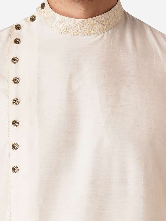 cream cotton kurta pyjama ethnic wear set - 17424604 -  Standard Image - 3