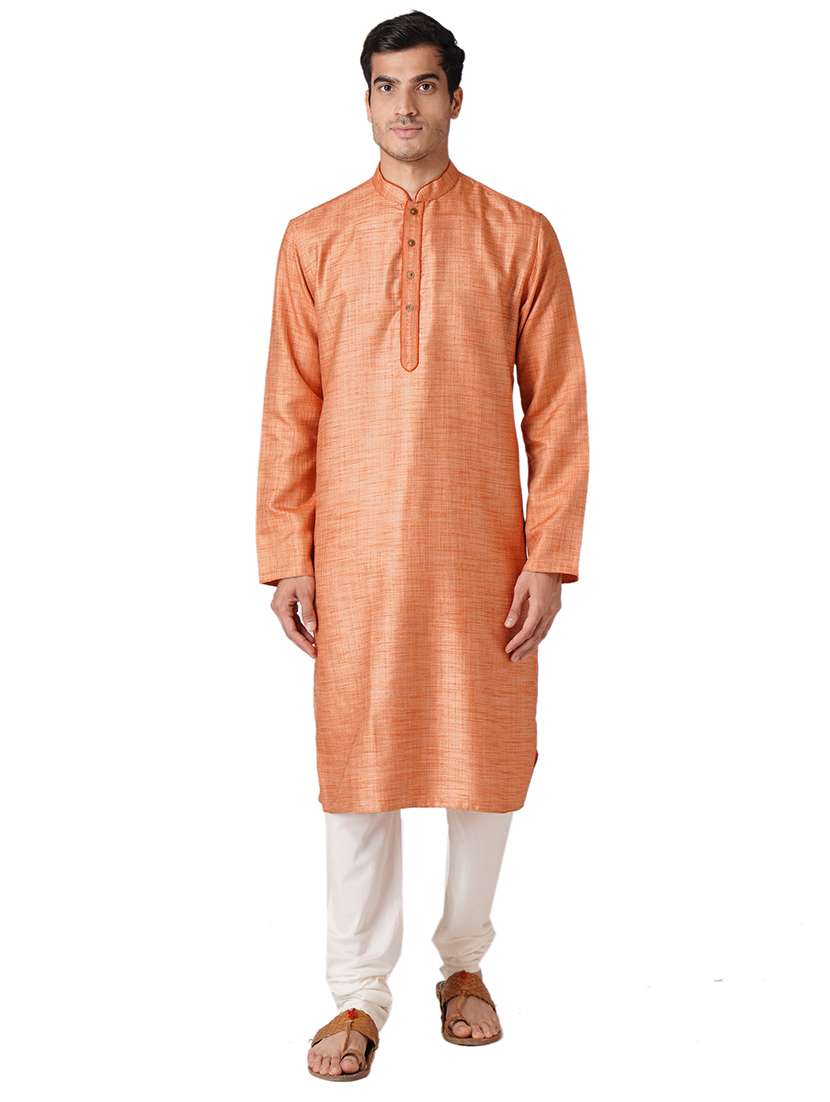 rust cotton kurta pyjama ethnic wear set - 17424607 - Zoom Image - 0
