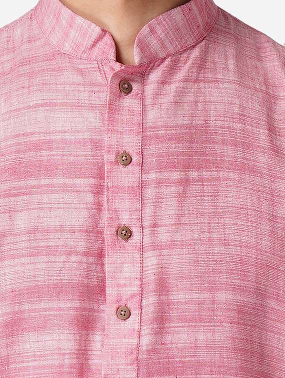 pink solid woven long kurta - 17424619 -  Standard Image - 3