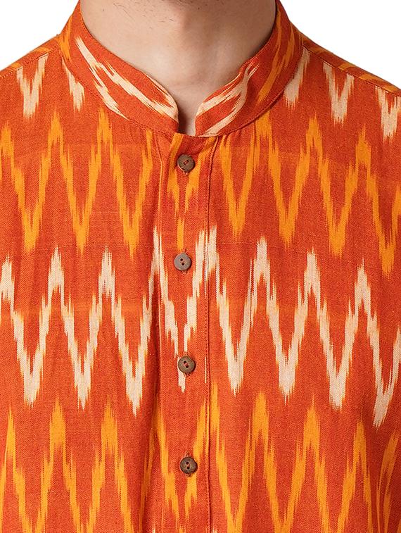 orange ikat print long kurta - 17424632 - Standard Image - 3