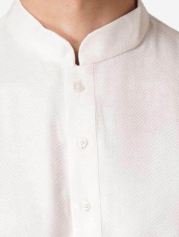 men self design mandarin neck long kurta - 17424635 -  Standard Image - 3