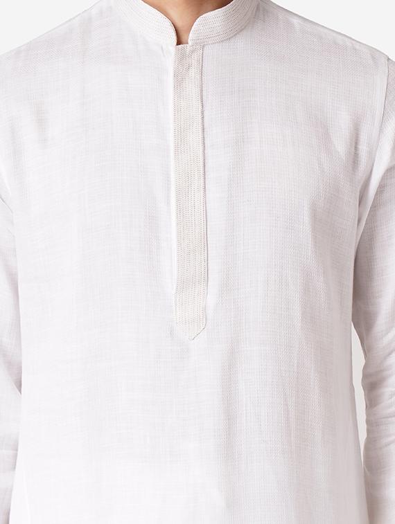 off white solid long kurta - 17424647 - Standard Image - 3