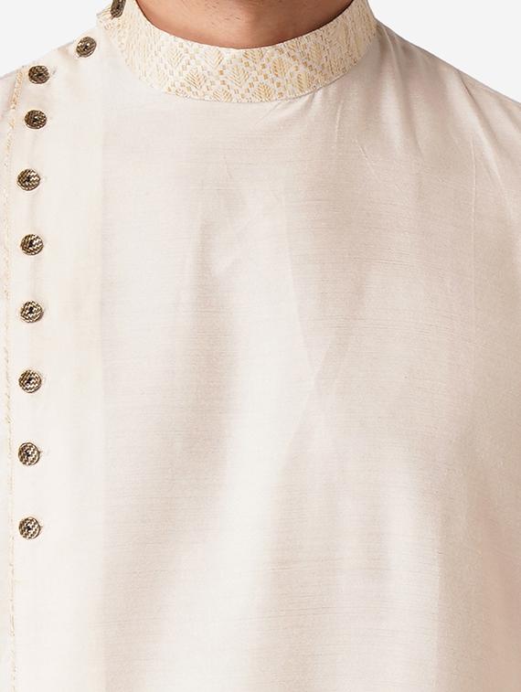 cream solid asymmetric kurta - 17424651 - Standard Image - 3