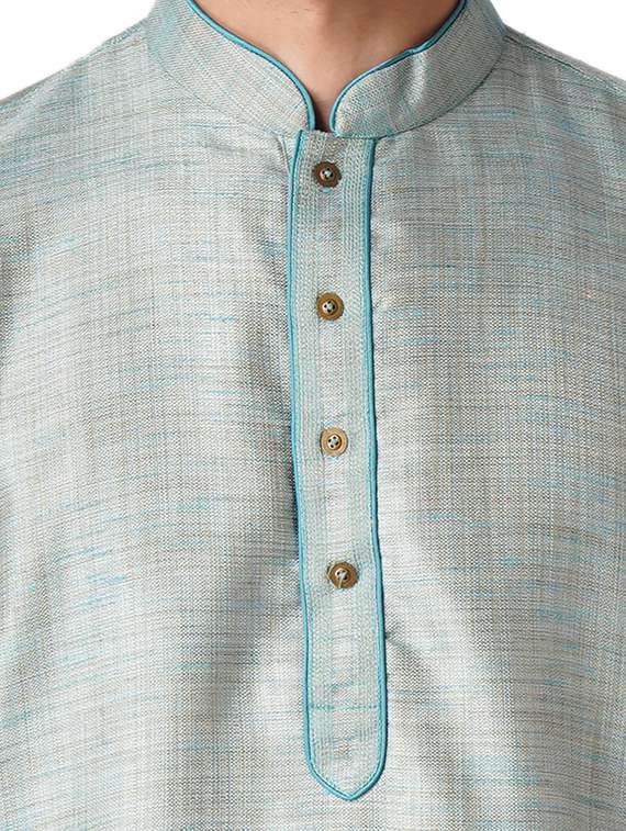 blue solid long kurta - 17424655 - Standard Image - 3