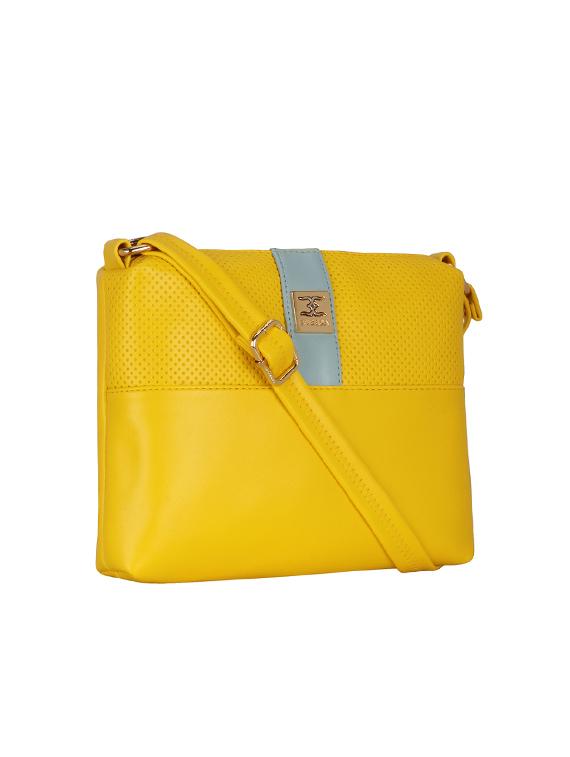 yellow leatherette (pu) sling bag - 17425226 - Standard Image - 3