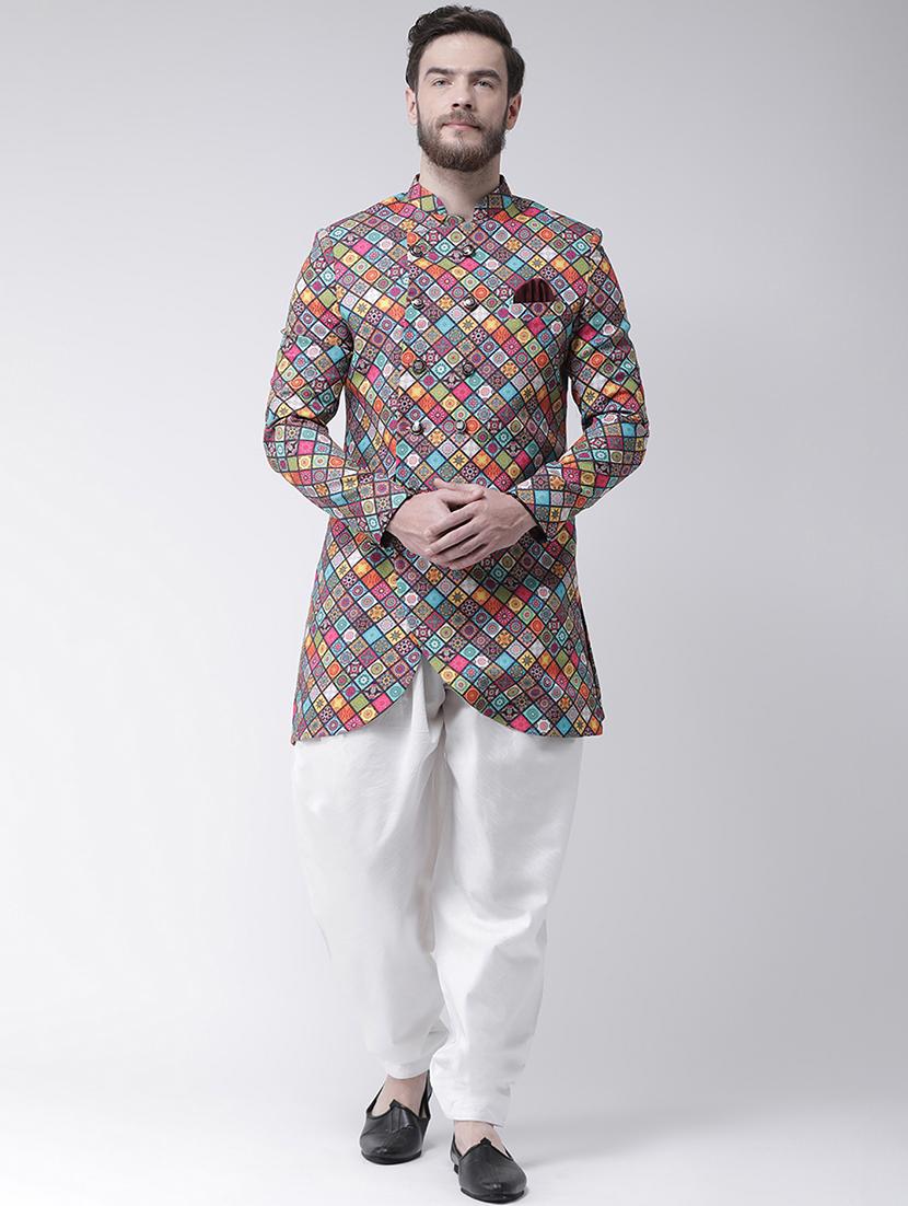 multicolor printed sherwani set - 17425296 - Zoom Image - 0