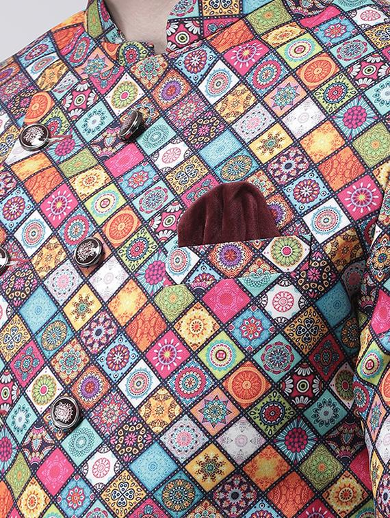 multicolor printed sherwani set - 17425296 - Standard Image - 3