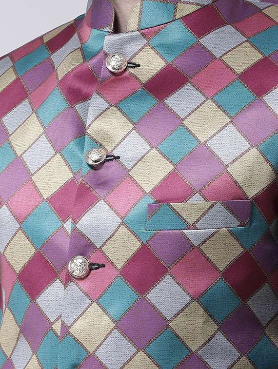 multicolored checkered sherwani set - 17425298 - Standard Image - 3