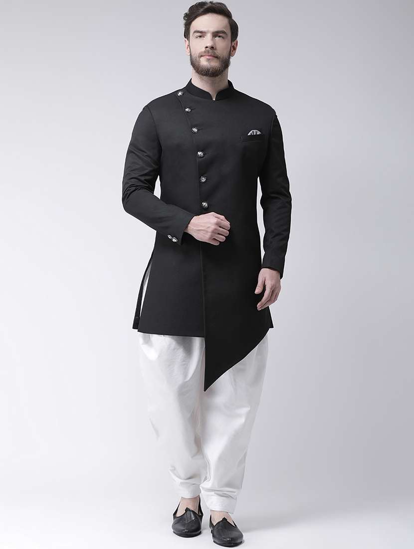 black solid sherwani set - 17425305 -  Zoom Image - 0