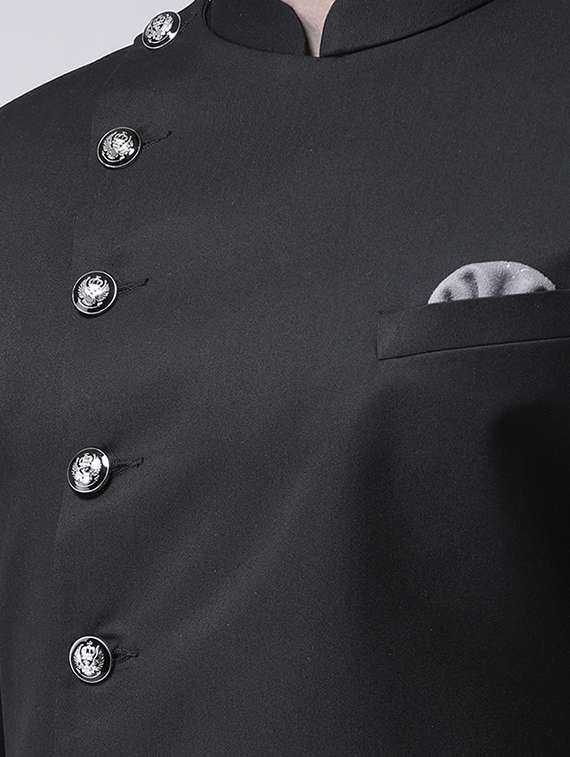 black solid sherwani set - 17425305 -  Standard Image - 3
