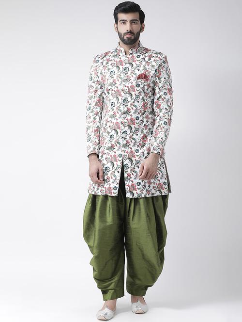off white floral sherwani set - 17425327 - Standard Image - 0