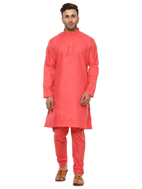 coral solid kurta pyjama set - 17425362 - Standard Image - 0