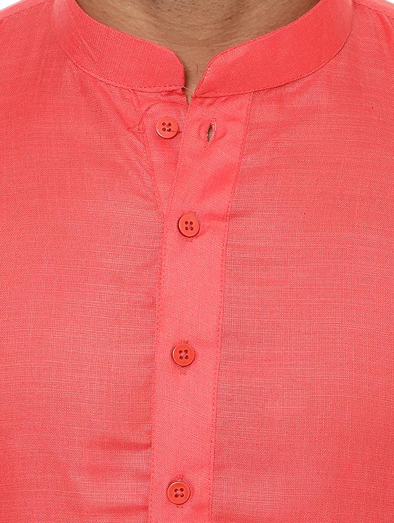 coral solid kurta pyjama set - 17425362 - Standard Image - 3