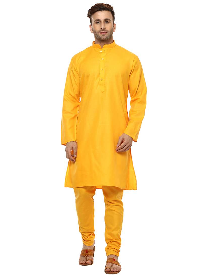 yellow solid kurta pyjama set - 17425364 - Zoom Image - 0
