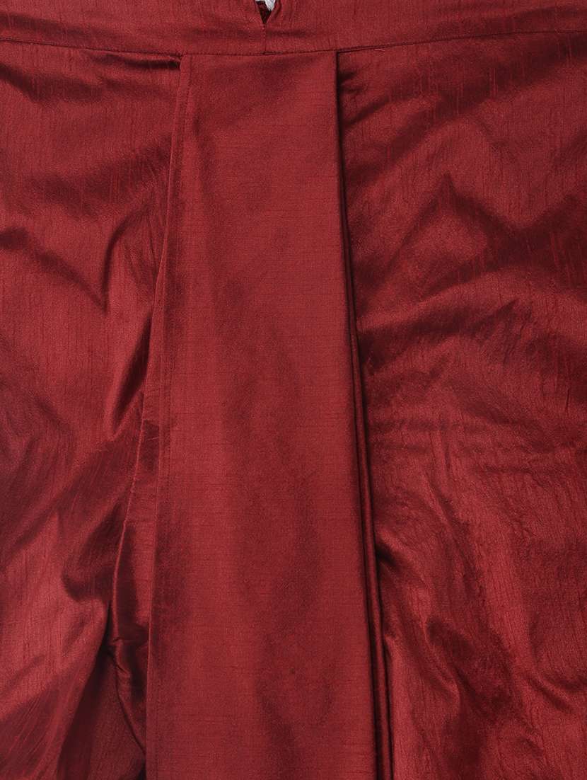 navy blue solid dupion dhoti kurta set - 17425371 -  Standard Image - 3