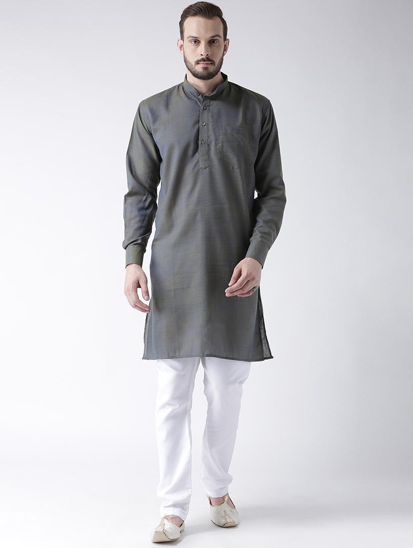 olive solid kurta pyjama set - 17425382 - Zoom Image - 0