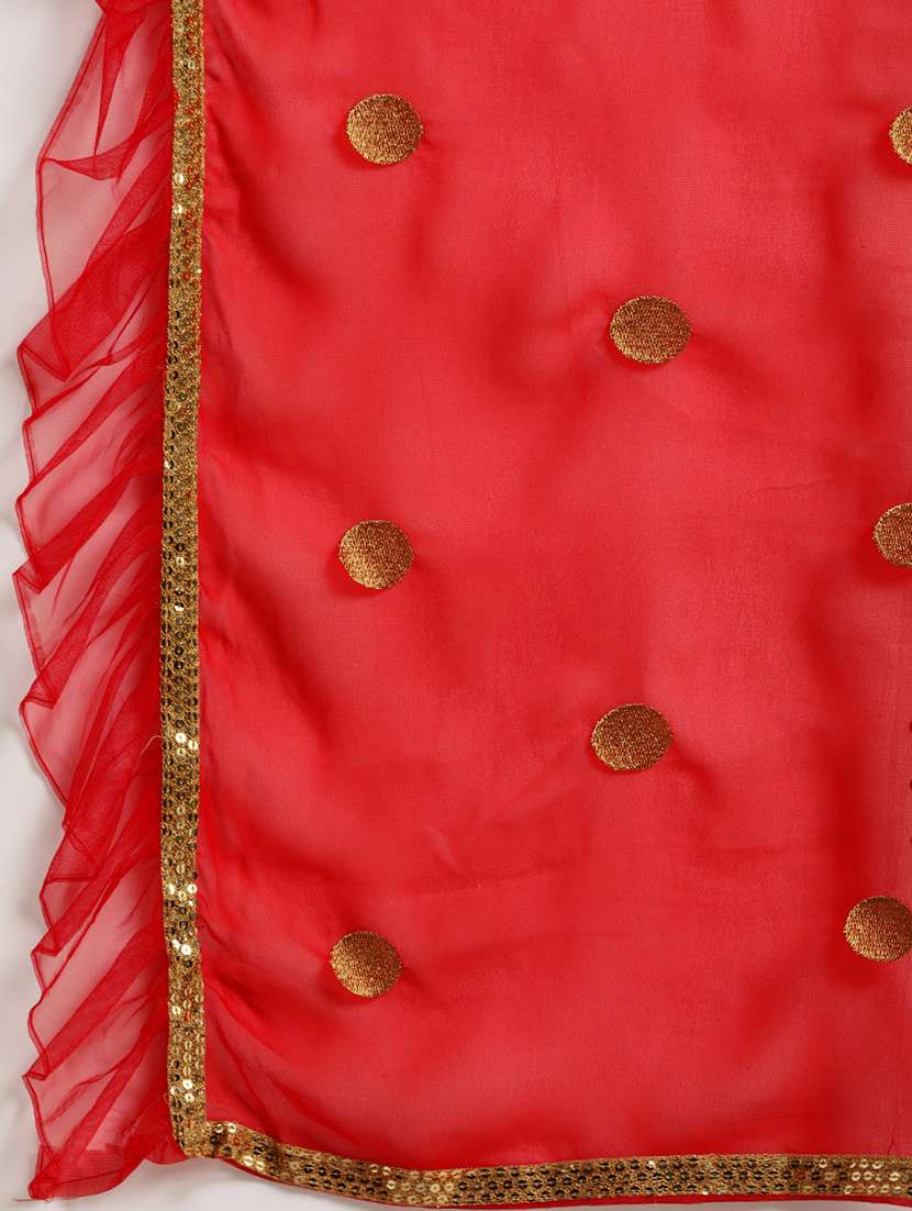 Ruffle Embroidered Saree With Blouse