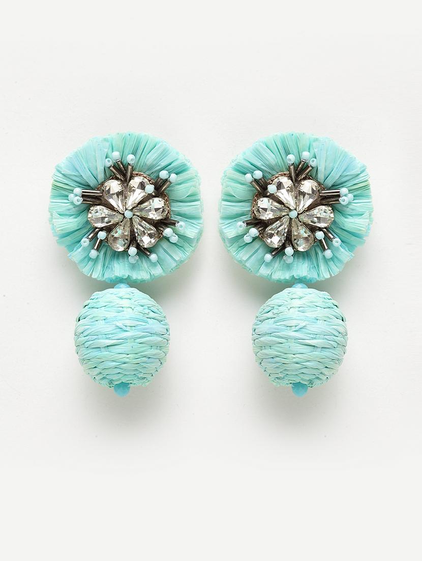 blue metal drop earring